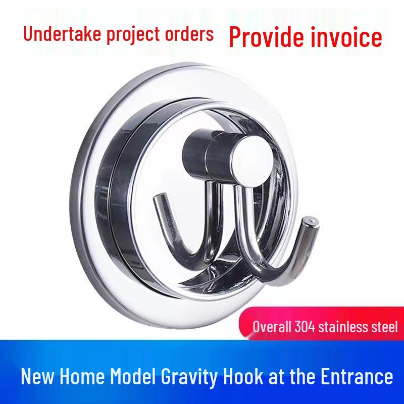 No-Punch Stainless Steel Adhesive Hook for Coats and Hats - Wall-Mounted for Home, Kitchen, and Bathroom Use