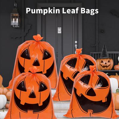 2 Stück Halloween-Kürbis-Organizer für abgefallene Blätter, Kunststoff, orange, für die Aufbewahrung von Rasenmüll, Blätterbeutel für den Herbst, Zuhause, im Freien