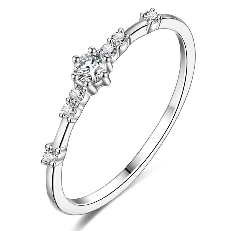 Lindon Anillo clásico de aleación de cobre con circón, joyería para mujer, regalo de fiesta de promesa de boda