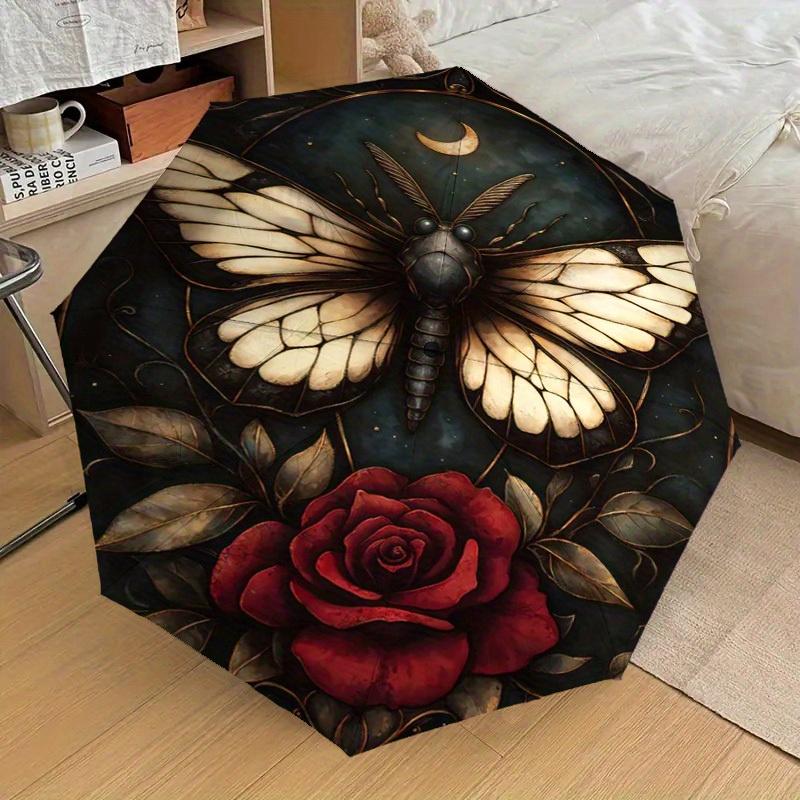 

1pc Automatic Open Umbrella with Floral design - Compact Travel Umbrella, Reinforced 8-Rib Frame, Lightweight & Sturdy Constru Iron&8K