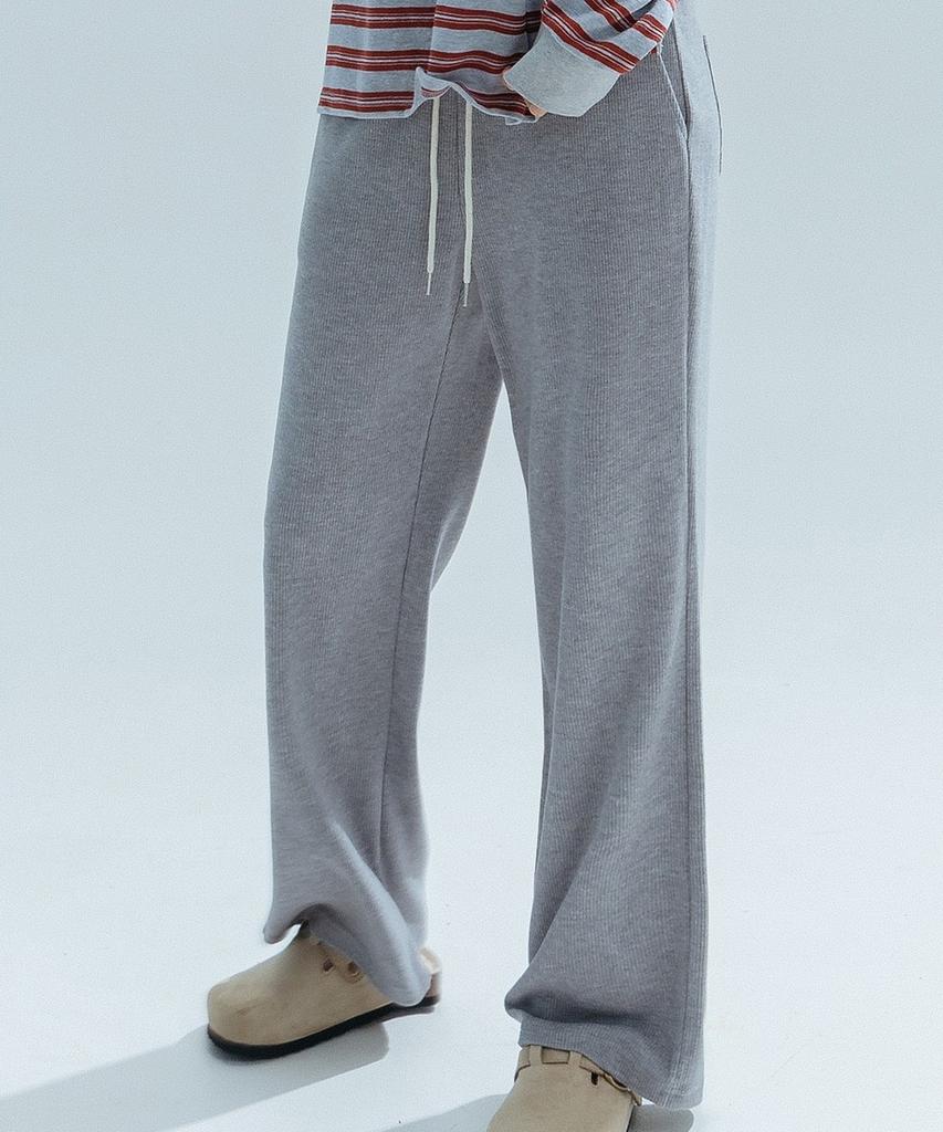 ANNEHEARTS Soft Knit Wide Easy Pants_Melange