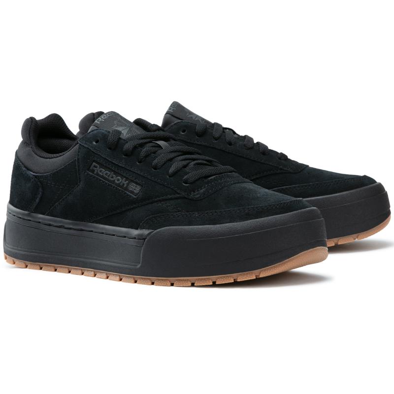 Reebok CLUB C MEGACOURT Abrasion Resistant Height Increasing Low top Skateboard Shoes Unisex Black Warrior Sneakers 100221379