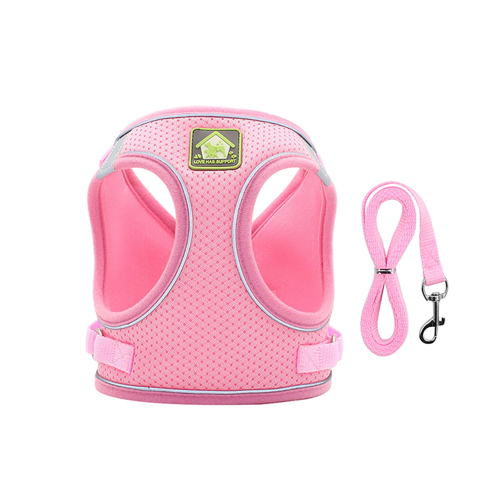 

Светоотражающий нагрудный ремень для домашних животных, регулируемая сетка, нагрудная веревка для домашних животных, поводок для собак, шлейки для собак XL розовый