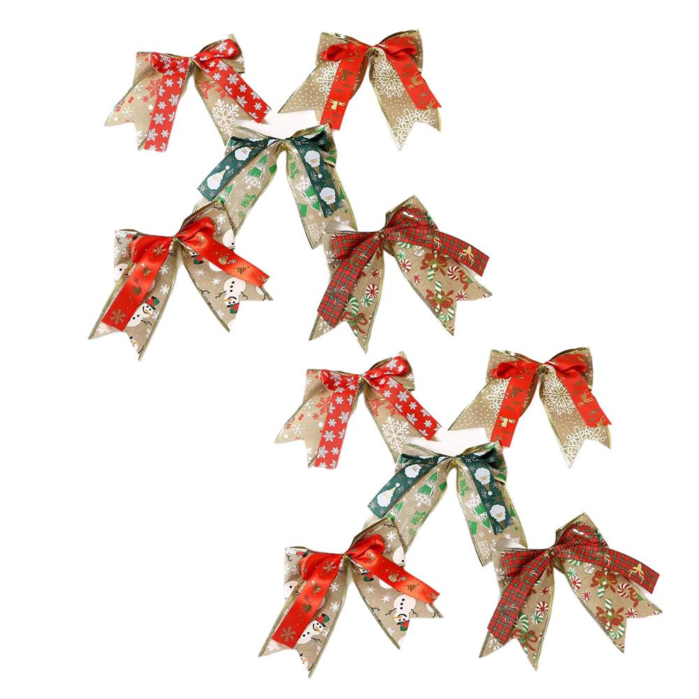 10*pcs Christmas Decoration Bow Ribbon Decoration Christmas Tree Pendants Christmas Charms Home Decor Xmas Hanging Ornaments