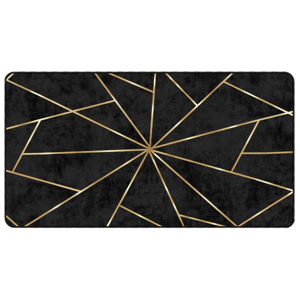 Washable Rug in Black and Gold 80 x 150 cm
