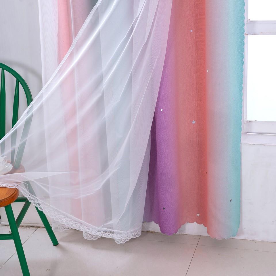 Children's Room Curtains with Eyelets, Voile Eyelet Curtains, Star Curtains