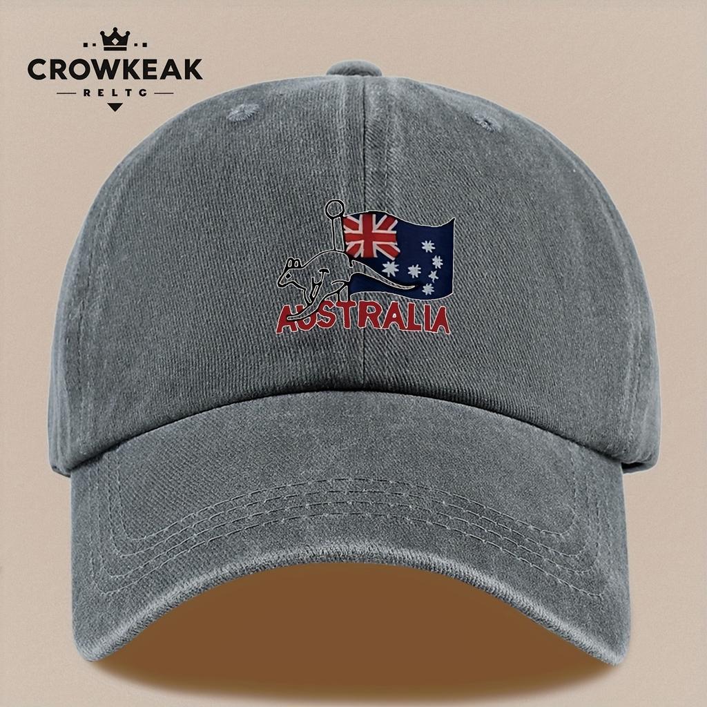 pc Australia Kangaroo Flag Baseball Cap  Vintage Distressed Trucker Hat Adjustable Snapback Closure Lightweight Breathable U