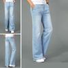Men's Big Flared Jeans Boot Cut Leg Flared Loose Fit Mid Waist Light blue Denim Jeans