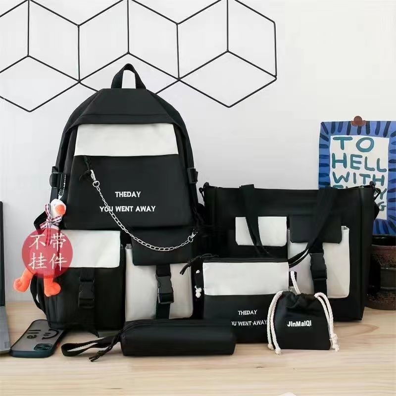 5pcs Schoolbag Student Large Capacity Spine Protection Five Piece Set  Boys Elementary School Students Girls' Backpacks Pencil Cases