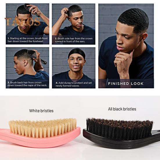 Men Beard Brush with Ergonomic Handle Nylon Boar Bristle Curved Wave Beard Straightener Brush Home Salon Men Mustache Grooming Styling Tools