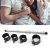 Restraint Bondage Toys with Lockable Handcuffs Ankle Cuffs Stainless Steel Bar Adjustable PU Leather Spreader Bar