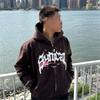 Y2K Autumn and Winter Hip-hop Letter Printed Men's and Women's Street Casual Zipper Long Sleeved Hooded Sweatshirt