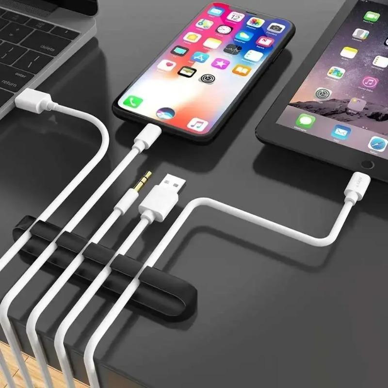 Silicone Cable Management Clips - Desktop Organizer for Tangle-Free USB/Headphone / Mouse Wires (Flexible & Reusable)
