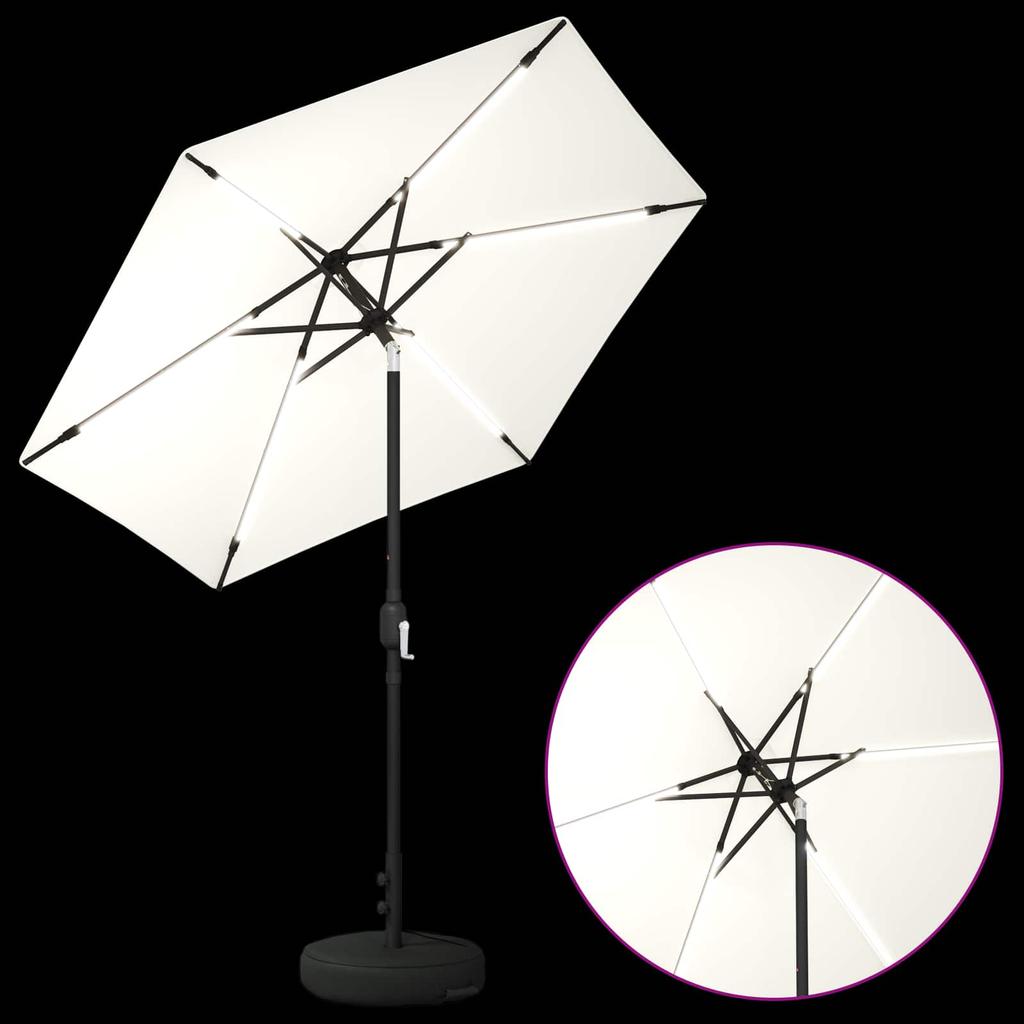 Garden Umbrella with LED Lights and Base 230 x 230 cm