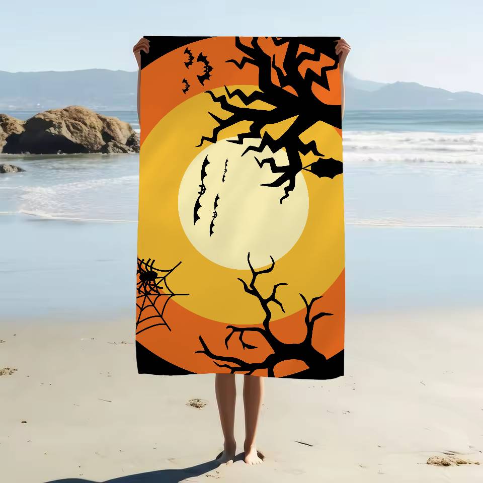 Retro Halloween Witch Pumpkin Ghost Beach Swimming Towel Soft Absorbent Washcloth Children's Gifts For Kids Travel Camping Gym