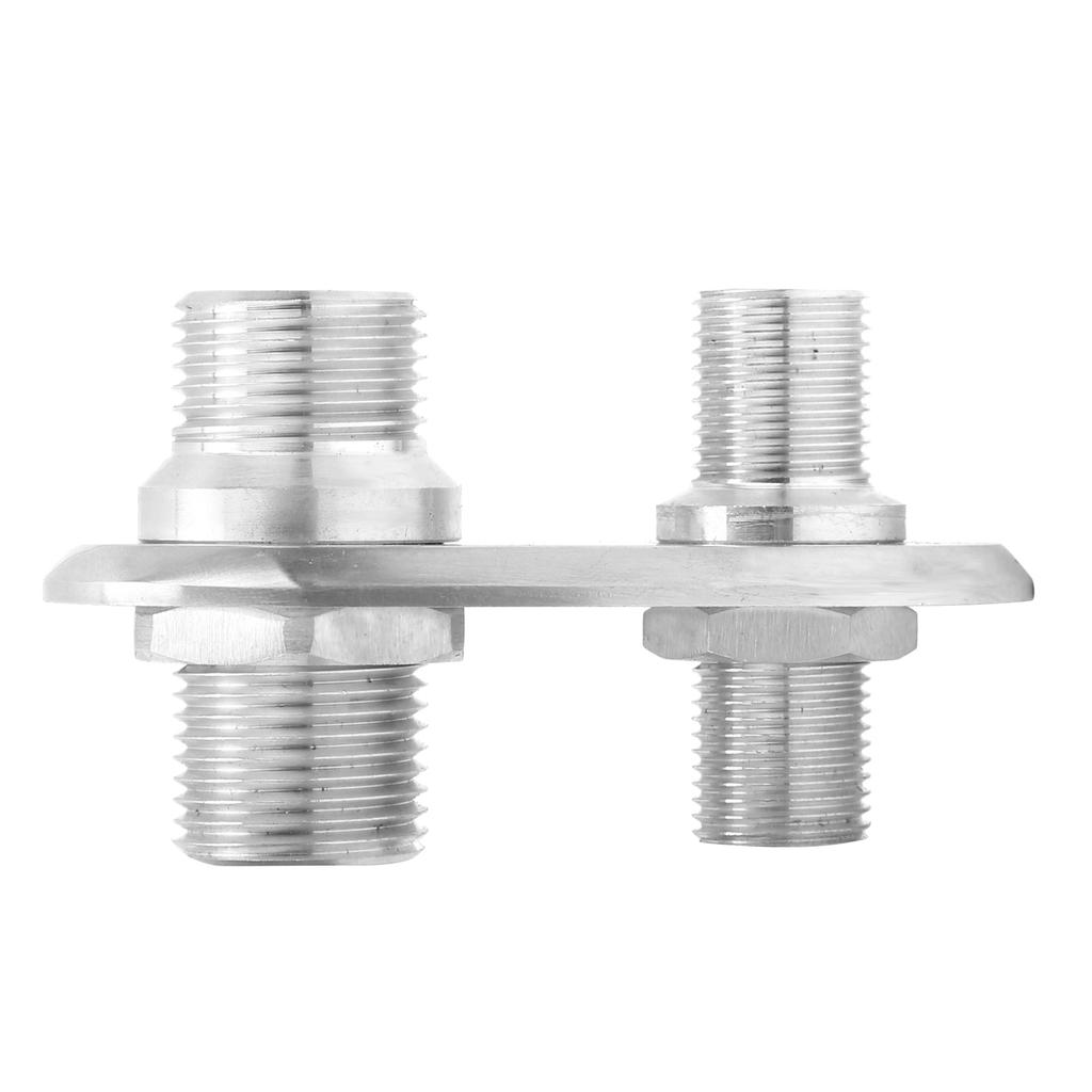 Car 2‑Port Air Conditioner Bulkhead Connector Universal Modification Replacement for Hot RodSilver