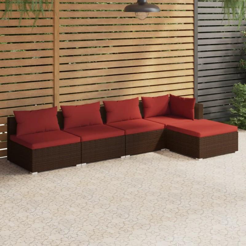 Day and Night - Day and Night 5-piece Garden Sofa Set and Brown Synthetic Rattan Cushions