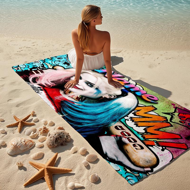 Custom Name Harley Quinn Stylish printed beach towel,a quick-drying, absorbent mat suitable for the beach, pool, gym, and travel fans gift