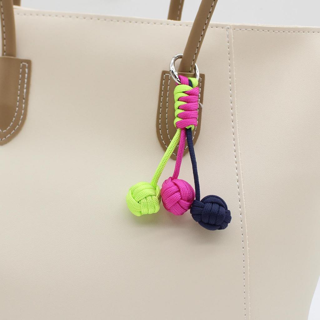 Korean-Style Handmade Woven Colorful Sphere Keychain Pendant