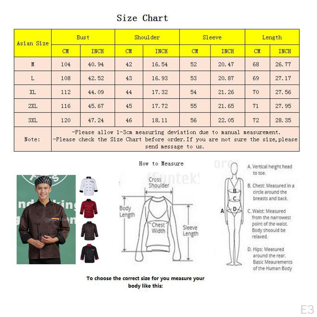 Chef Apparel Jacket Unisex Kitchen Work Restaurant Uniform