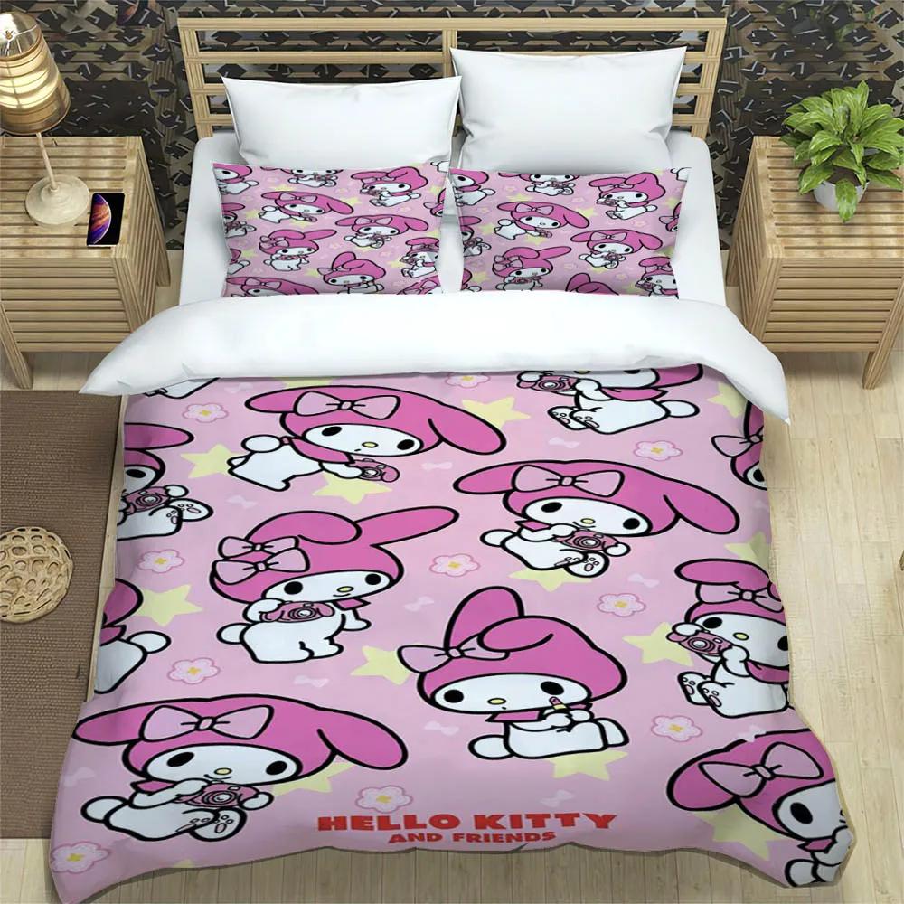 Cute My Melody Bedding Sets Exquisite Bed Pillowcase Children Duvet Cover Bed Comforter Set Bedding Set Luxury Birthday Gift