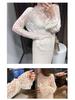 2026 Elegant Korean Style Women's Lace Mesh Top with Half-High Collar - Autumn/Winter Collection