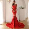 2023 European & American Style Women's Solid Color Fishtail Bandeau Evening Dress