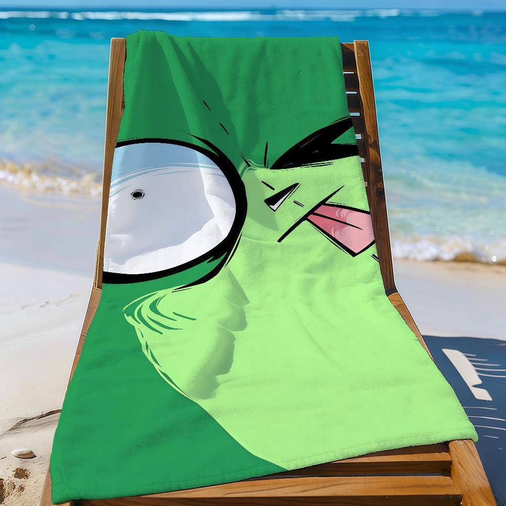 Cartoon I-Invader Z-Zim Towel Sports Quick Dry Travel Camping Gear Sandproof Soft Light Large Beach Towel