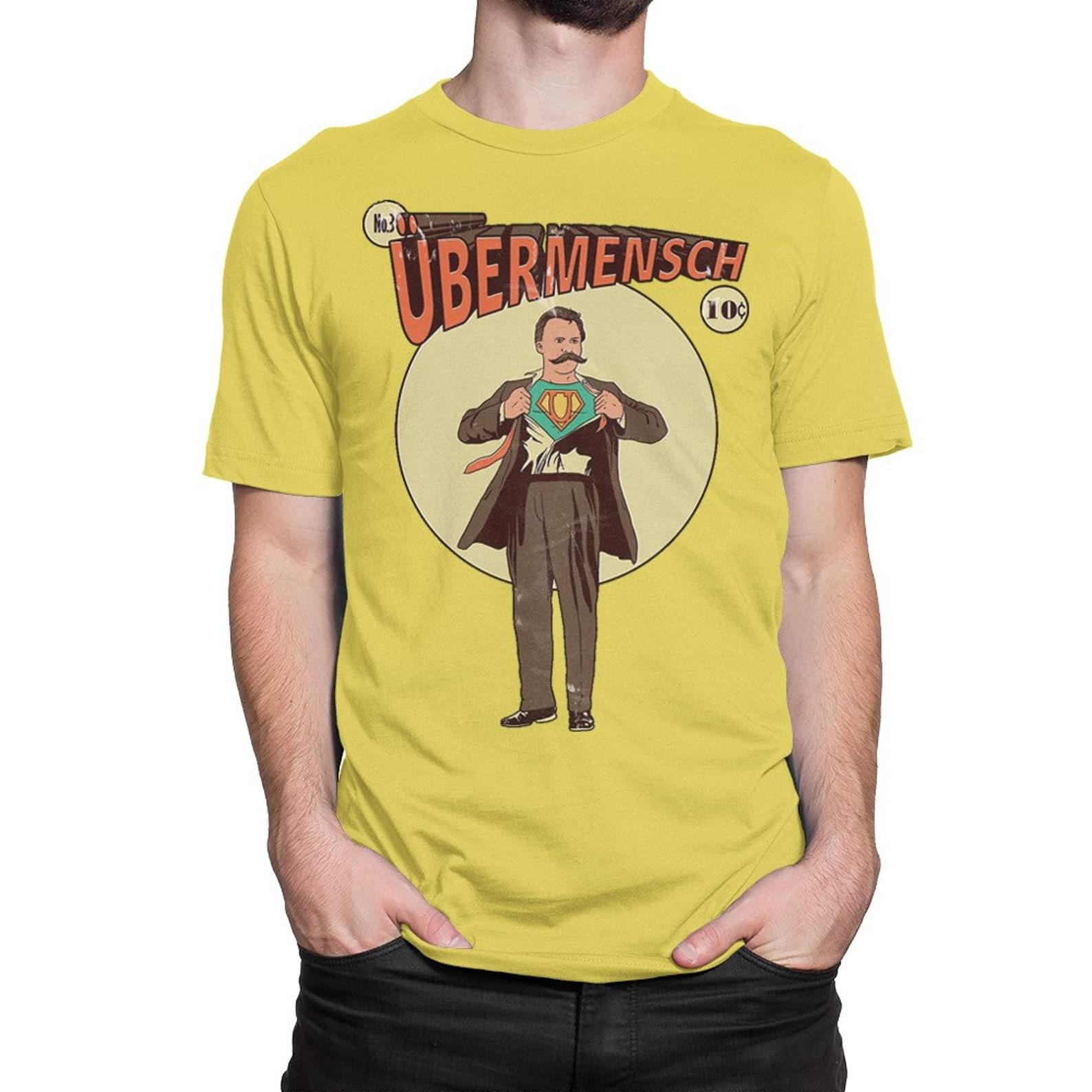 Friedrich Nietzsche Ubermensch Superhero T-Shirt, Men s and Women s Sizes (NIT-553917) 4XL