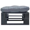 Garden Ottoman with Cushions In Grey Wood In Black