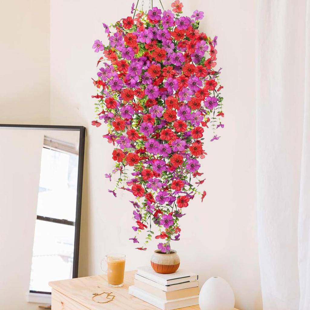 75cm  Artificial Morning Glory Wall Hanging Faux Violet Plants Vibrant Vines for Home Garden Wedding Decor