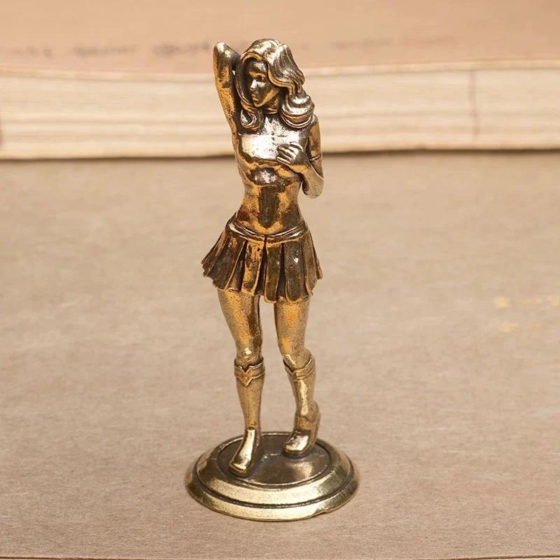 Vintage Brass Bikini Girl Sculpture Retro Figurine Art Deco Desktop Ornament Unique Office Desk Decor Collectible Gift For Adult