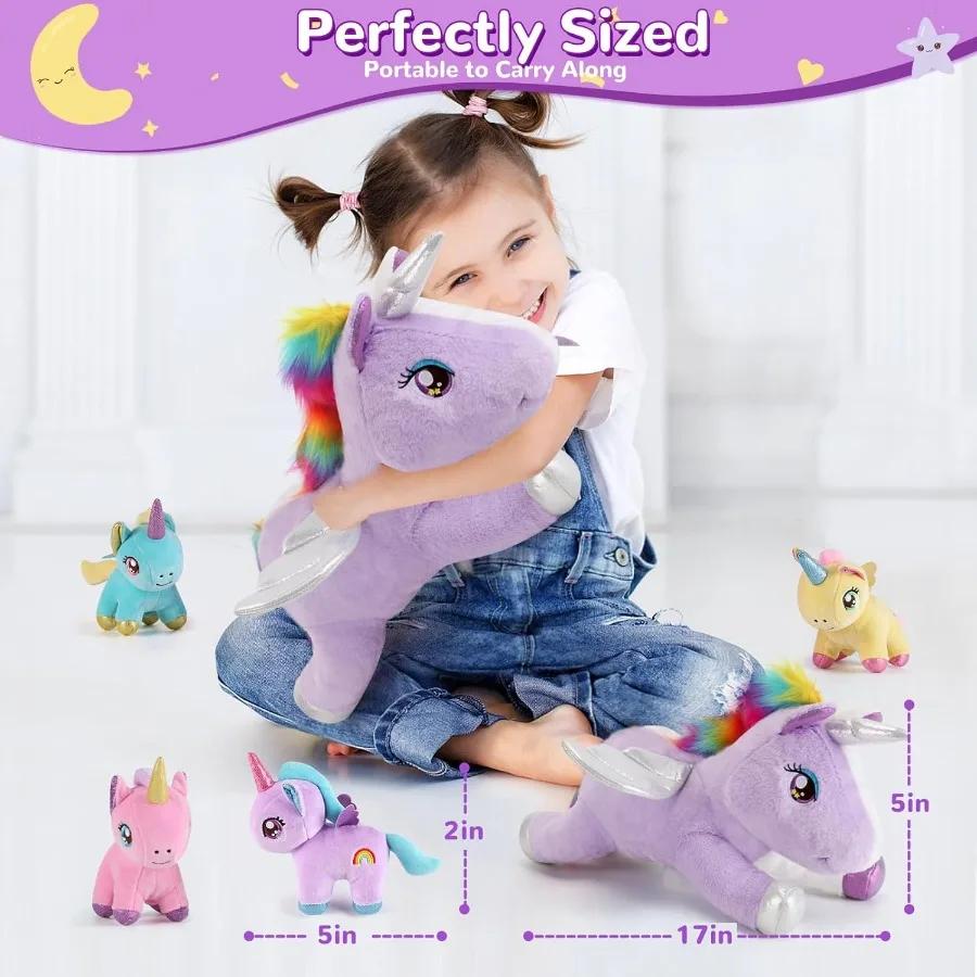 5PCS Purple Unicorn Stuffed Animals Soft Plush Toys for Girls Ages 3-8 Perfect Gift for Christmas Birthday Valentine