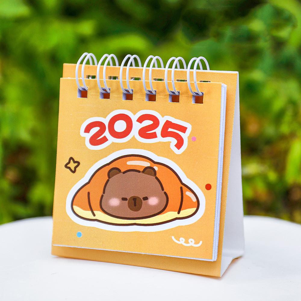 Kawaii Mini liten skrivebordskalender juli 2024 til desember 2025 Pocket Bærbar kartongkalender Punch Plan Kontor Skrivebordsdekorasjon
