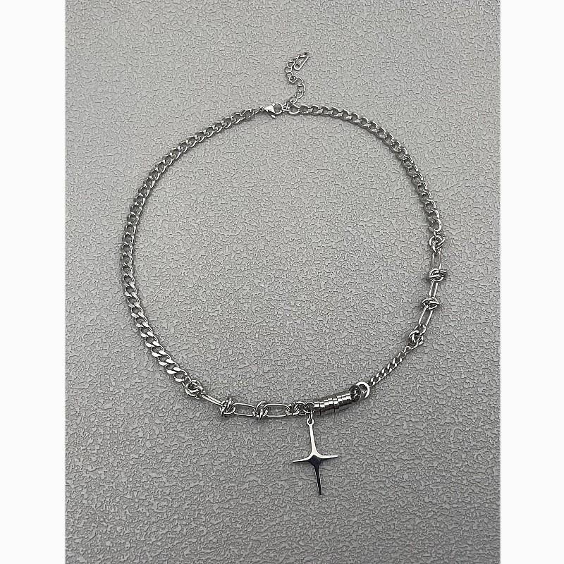 Titanium Steel Star Pendant Necklace For Men And Women Hip Hop Style Choker Chain