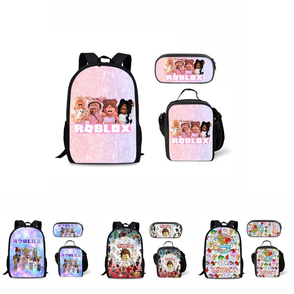 Roblox Student Backpack Set With Nylon Material And Pencil Case For Daily Use