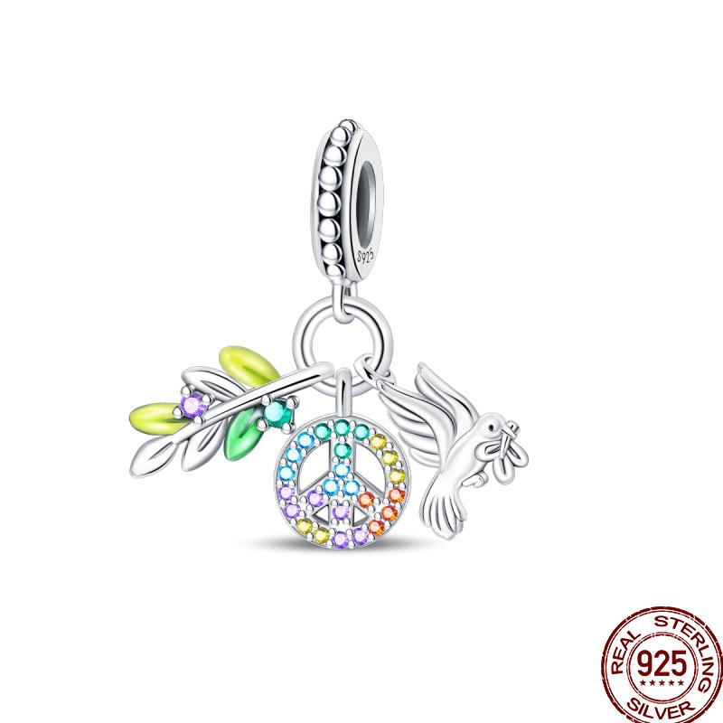 Copper Metal Bird Flying Wings Bee Plant Insect Colored Zircon Charm Bead Component Bead Components Ideal Designed For 3MM Authentic Original