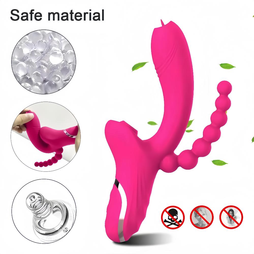3-in-1 Suction Vibrator Clitoris Nipple Suction Massager Clitoris G-Spot Suction Vacuum Stimulator Dildo Female Masturbation
