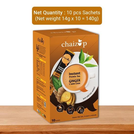 Chaizup Premium 1 Min Instant Ginger Tea Premix - 30 Sachets | Ginger Flavours | 30 Servings | 420g (Pack of 3)