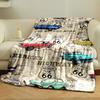 Route 66 Vintage Car Map Blanket Bedroom Blanket for Livingroom Couch Lunch Break Soft Throw for Friend's Festival Gift