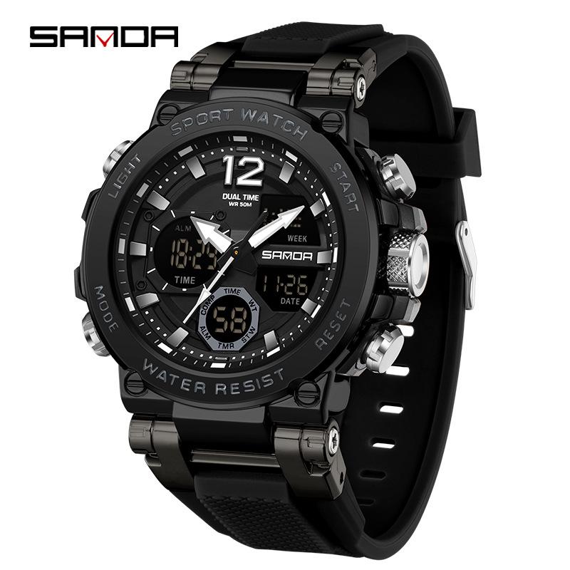 SANDA Men's Waterproof Sporty Digital Watch - Trendy, Cool, and Multifunctional for Teenagers and Students