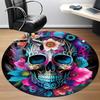 1pc Skull Flowers Office Round Area Rug,  Mat Suitable For Office, Under Office Chairs Bedroom Living Room Home Decor, Room Deco