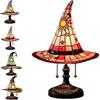 Witch Hat Lamps, Stained Glass Witch Hat Lamp with Mystical Charm, Lamps Stained Glass, Handmade Shape Gothic Lamp for Wiccans and Halloween Lovers,