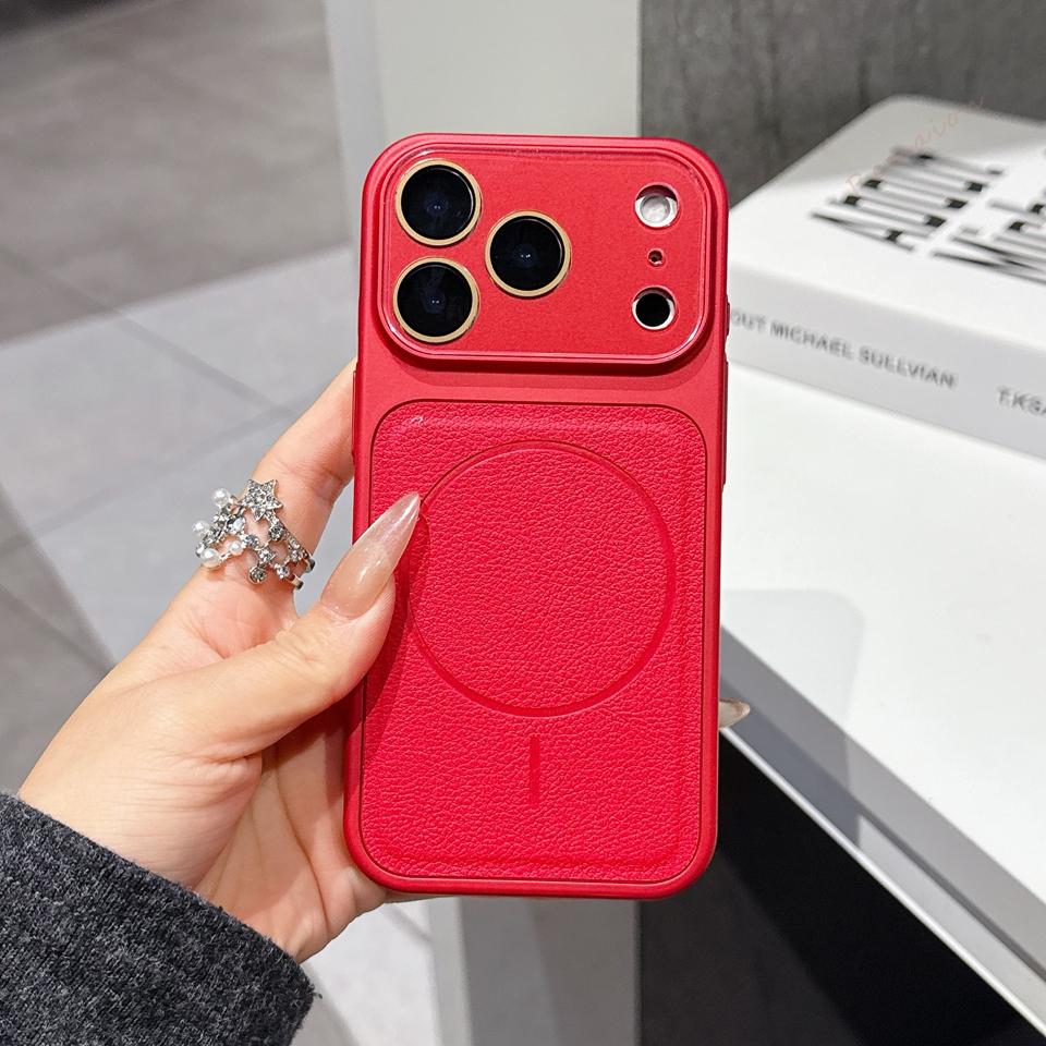 

Official Leather Magnetic Phone Case for iPhone 17 11 12 13 14 15 16 Pro Max Magsafe Wireless Charge Protector Cover For iPhone 12Pro