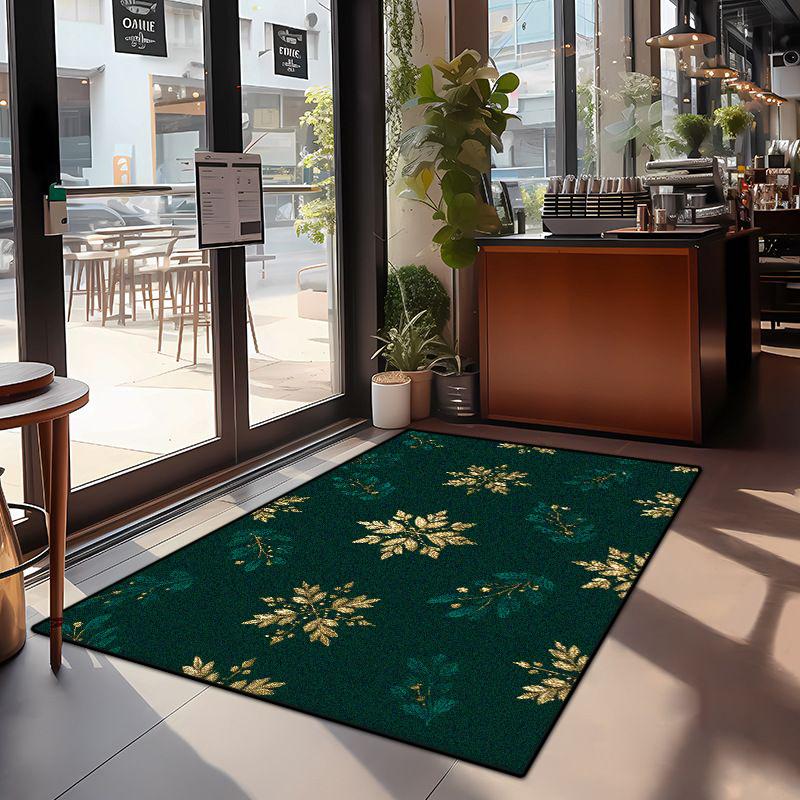 

Christmas Decor Golden Snowflake Pattern Entrance Door Mat Non-slip Large Living Room Rug Soft Bedroom Bedside Carpet Easy Clean 90x130cm 35x51 inch