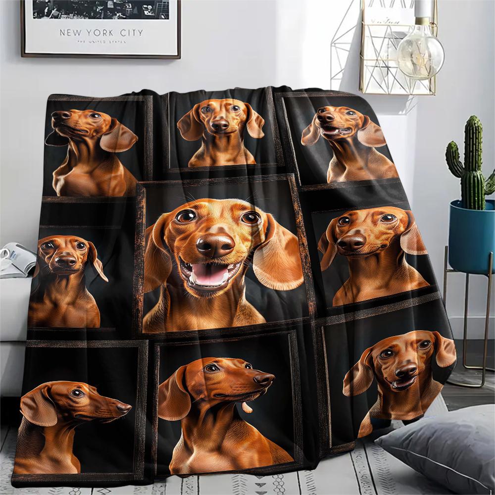 1Pc Bull Dogs Print Flannel Blanket, High quality Comfortable for All Seasons, Home Decor, Warmth and Comfort, Perfect for Christmas Gifts