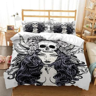 Luxury New 3D Print Terror Zombie Skull Print Bedding Set Adults Quilt Cover Pillowcase Bedding Set Teens King Size Bedding Set