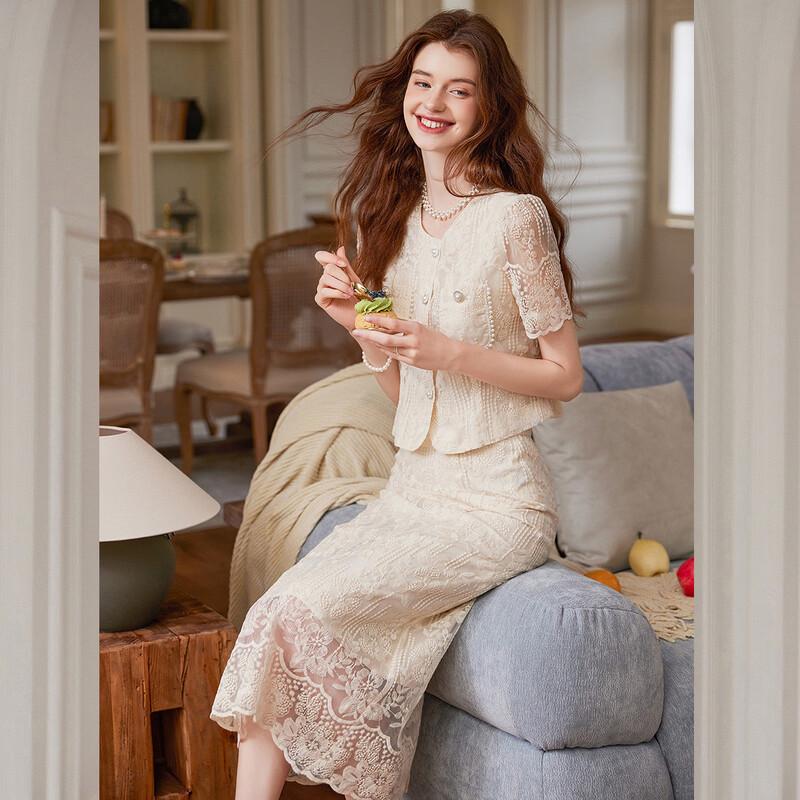 Bailuyu Embroidered Hollow-Out Dress Set