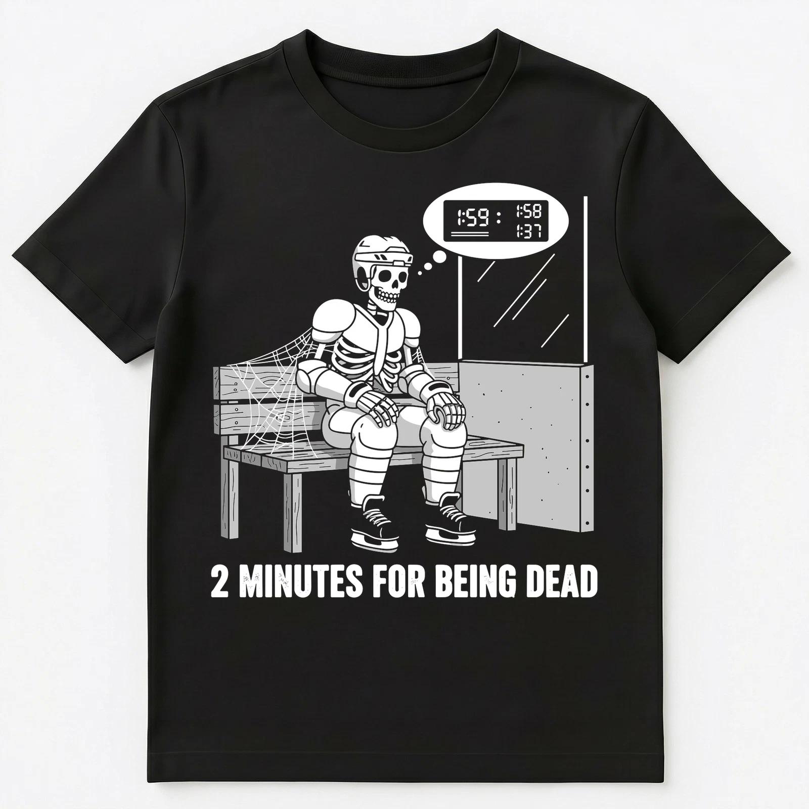 Hockey Fan Skeleton Penalty Box Dead Humor Unisex T-Shirt S