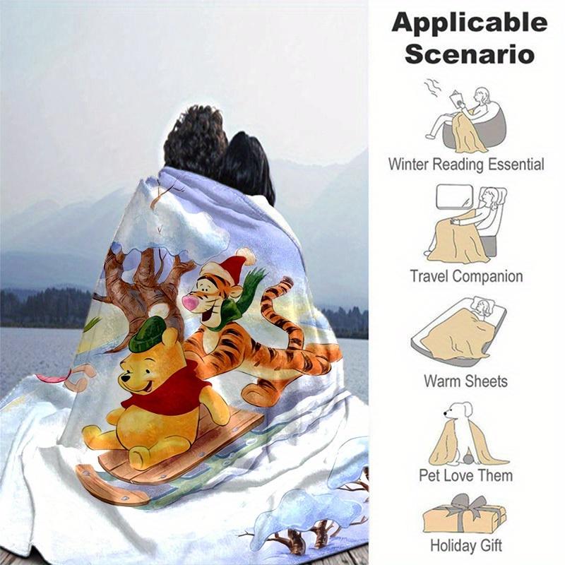 1 Stück, Winnie Puuh & Freunde Weihnachtsurlaub Decke Heimdekoration, Sofadecke, Outdoor-Decke, Geschenk für Freunde, Weiche Tagesdecke, Perfekt